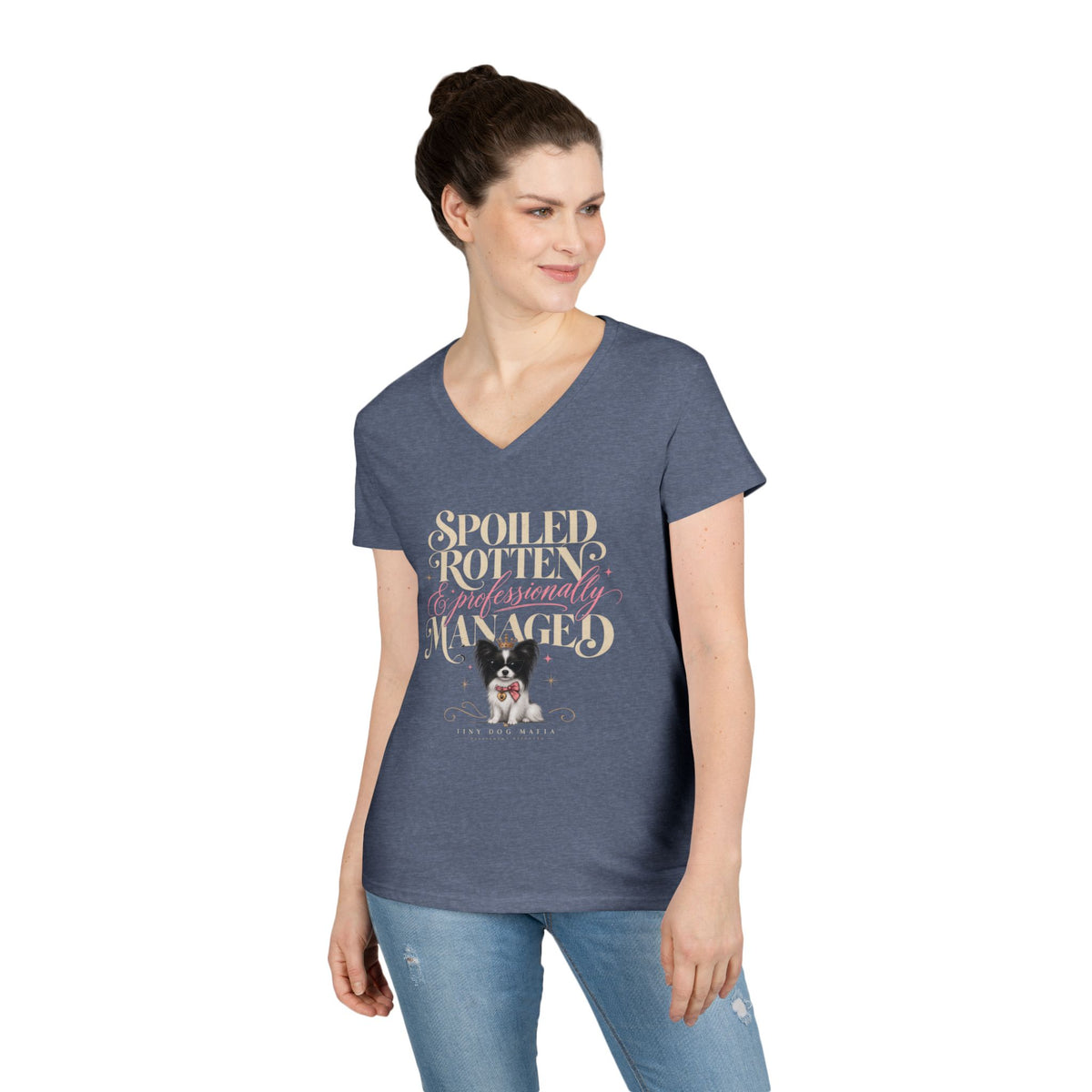 Papillon Black/White | Spoiled & Managed V-Neck