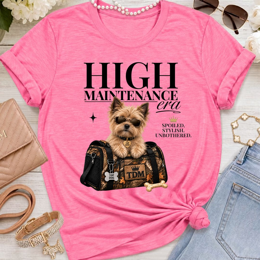 Cairn Terrier | High Maintenance Camo T-Shirt - Heather Charity Pink