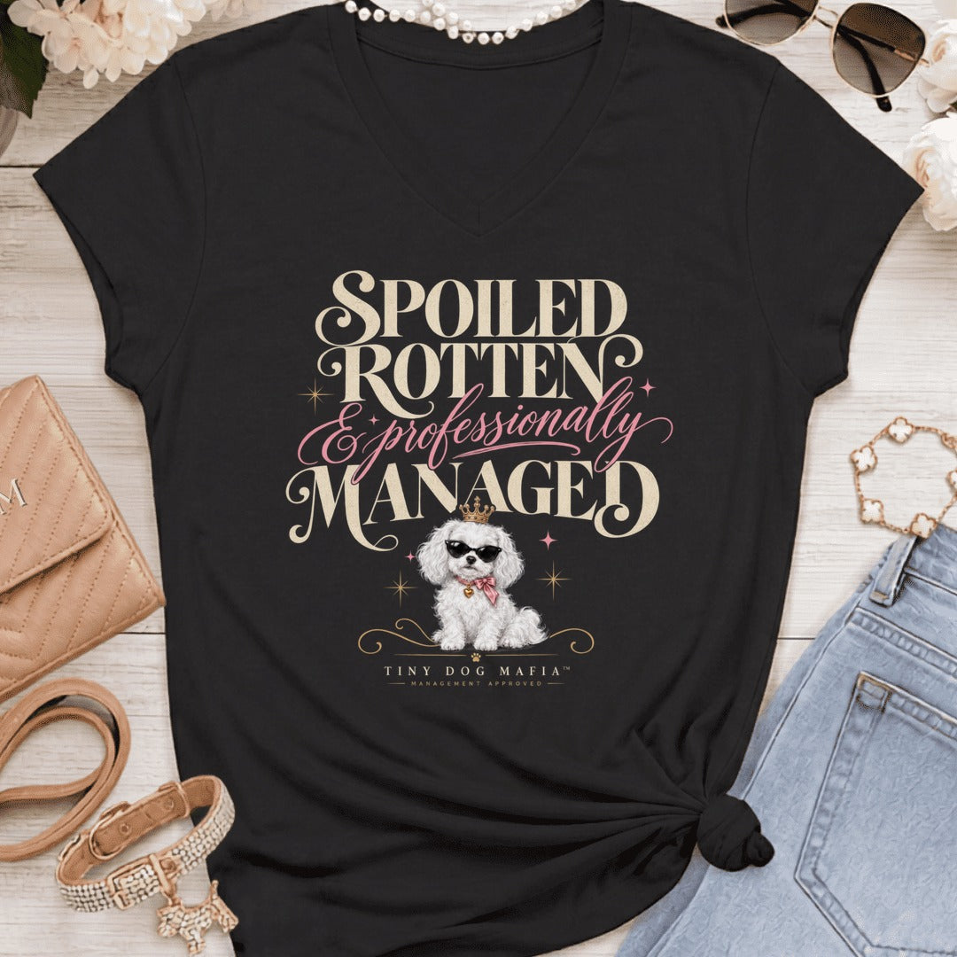 Cavachon White - Spoiled & Managed Vneck - Black