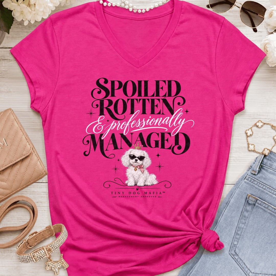 Cavachon White - Spoiled & Managed Vneck - Heliconia