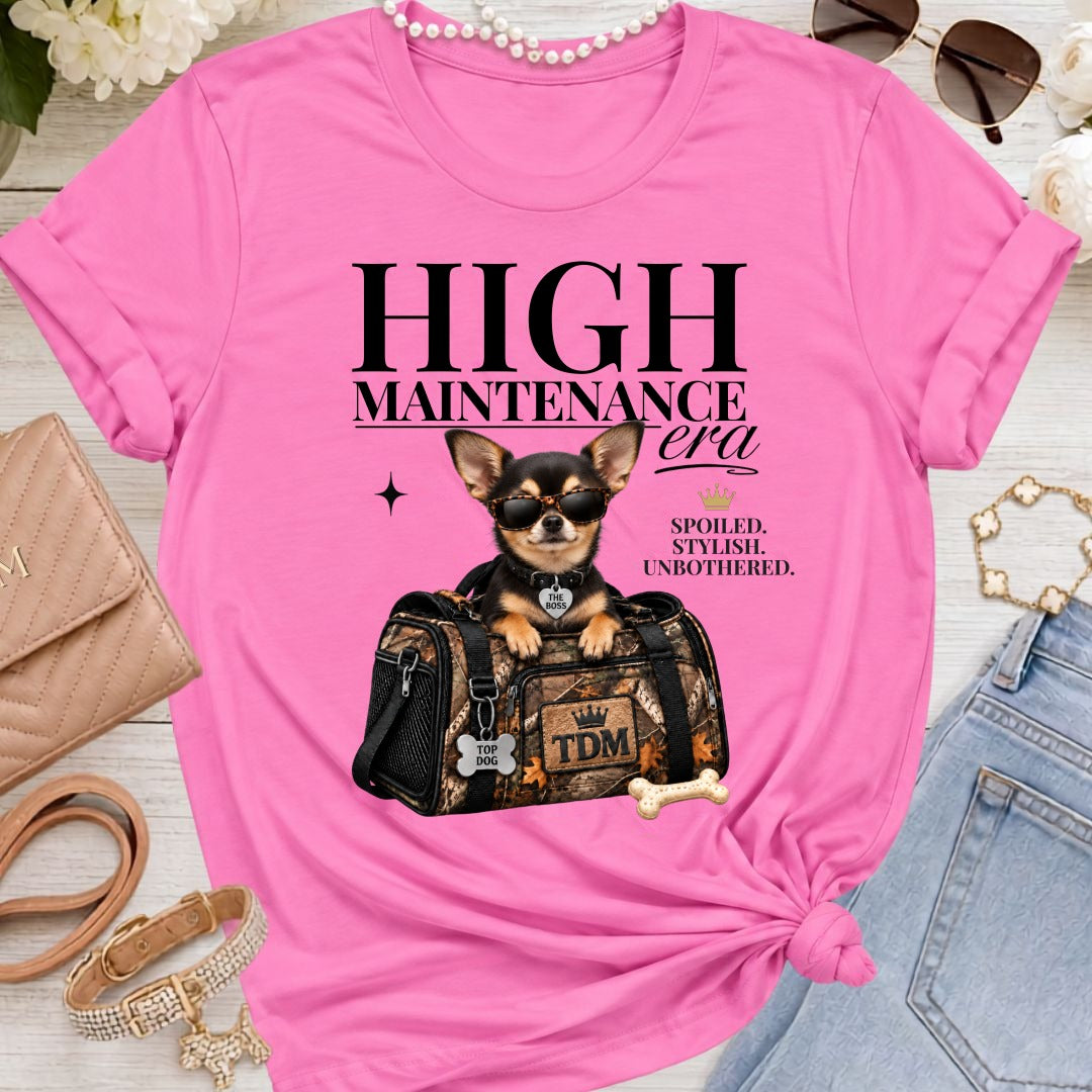Chihuahua Dark | High Maintenance Camo T-Shirt - Charity Pink