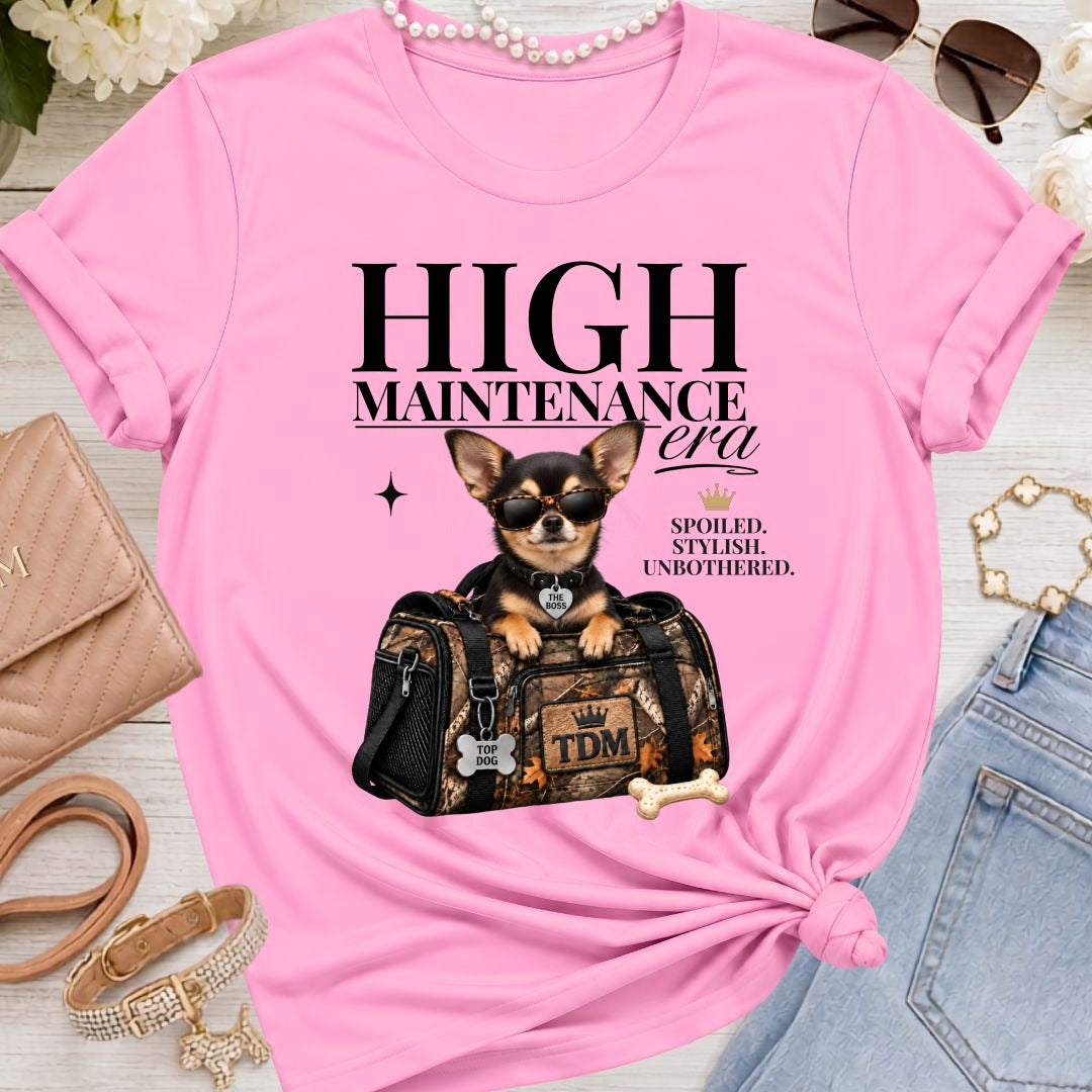 Chihuahua Dark | High Maintenance Camo T-Shirt - Heather Bubble Gum
