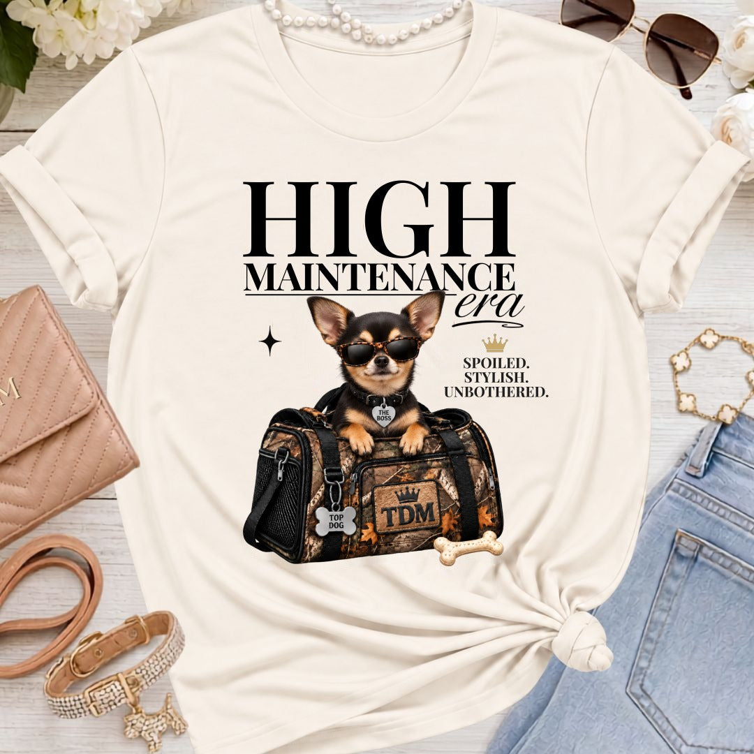 Chihuahua Dark | High Maintenance Camo T-Shirt - Natural