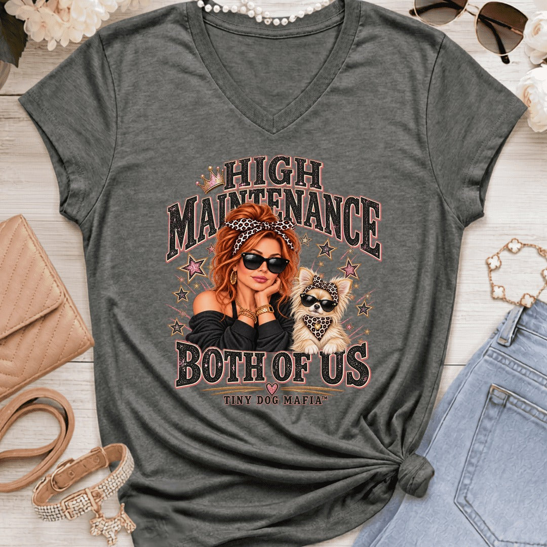 Chihuahua Light Long Hair (Bow) - High Maintenance Both of Us - RedHead - Graphite Heather