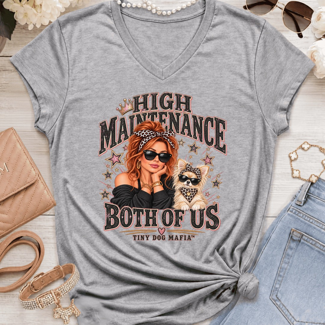 Chihuahua Light Long Hair (Bow) - High Maintenance Both of Us - RedHead - Sport Grey