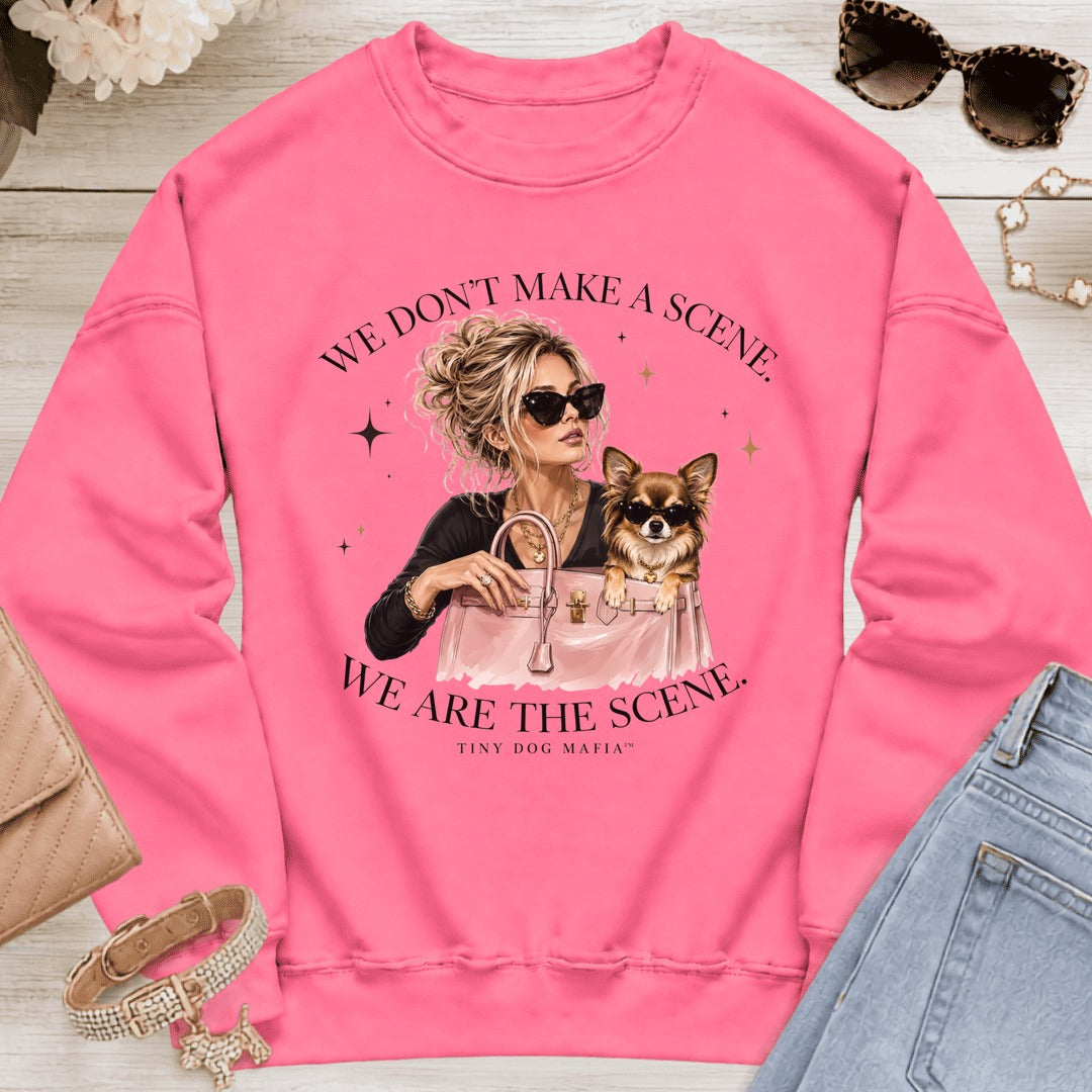 Chihuahua Sable - We Are The Scene Sweatshirt - Safety Pink