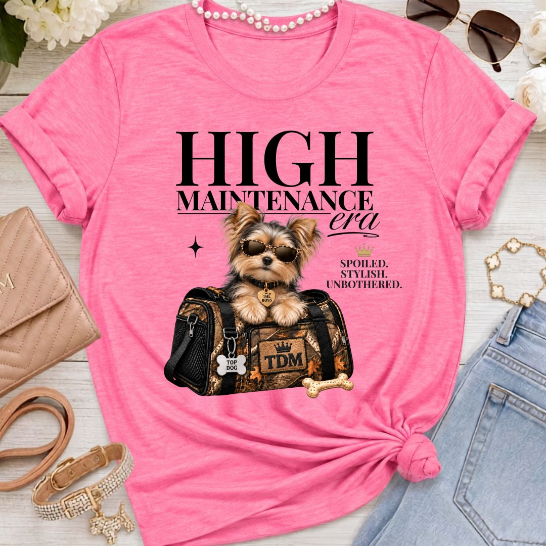 Chorkie | High Maintenance Camo T-Shirt - Heather Charity Pink