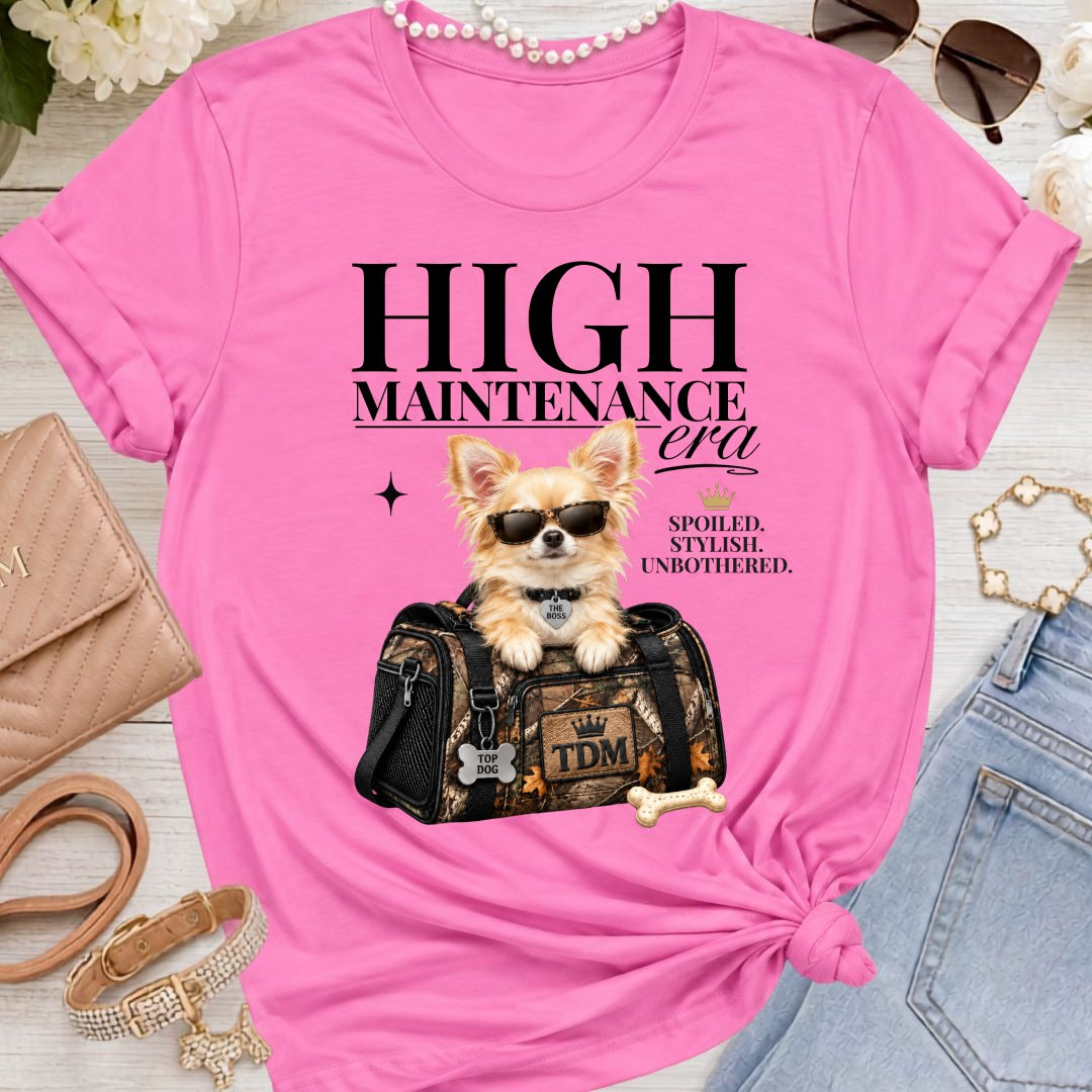 Chihuahua Light Long Hair | High Maintenance Camo T-Shirt - Charity Pink