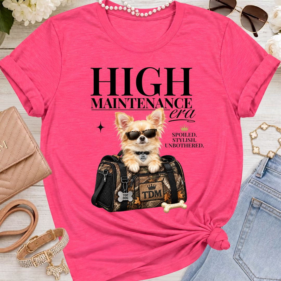 Chihuahua Light Long Hair | High Maintenance Camo T-Shirt - Fuchsia