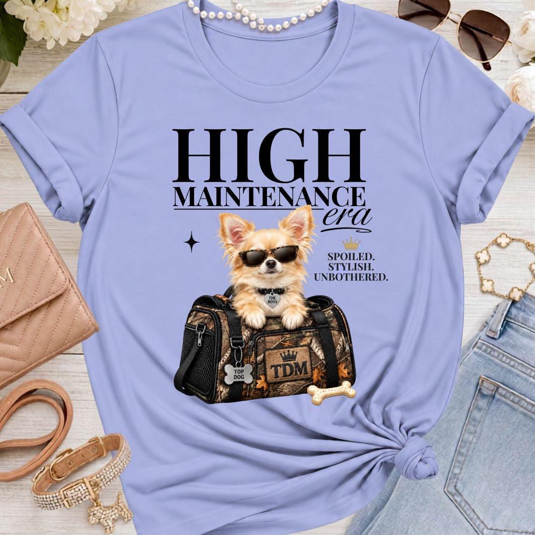 Chihuahua Light Long Hair | High Maintenance Camo T-Shirt - Lavender Blue