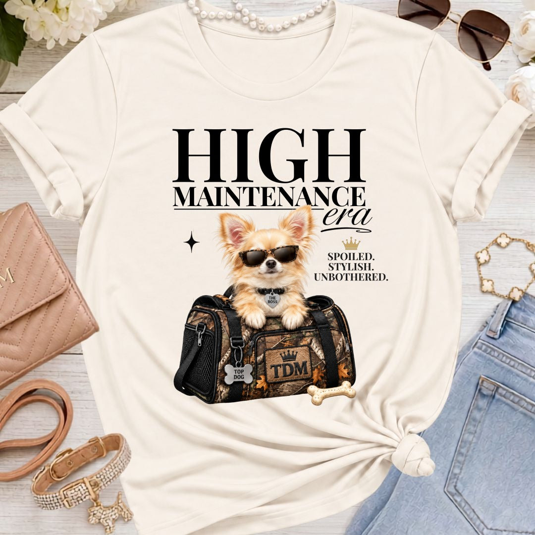 Chihuahua Light Long Hair | High Maintenance Camo T-Shirt - Natural