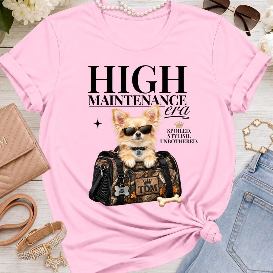 Chihuahua Light Long Hair | High Maintenance Camo T-Shirt - Pink