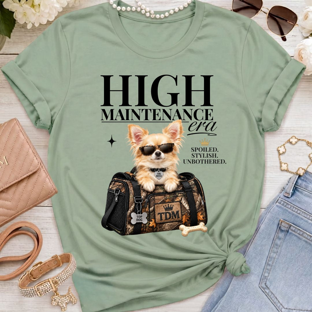 Chihuahua Light Long Hair | High Maintenance Camo T-Shirt - Sage