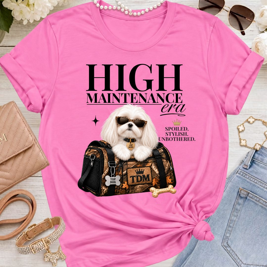 Maltese Long Ears | High Maintenance Camo T-Shirt - Charity Pink