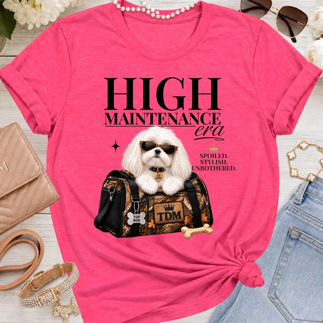 Maltese Long Ears | High Maintenance Camo T-Shirt - Fuchsia