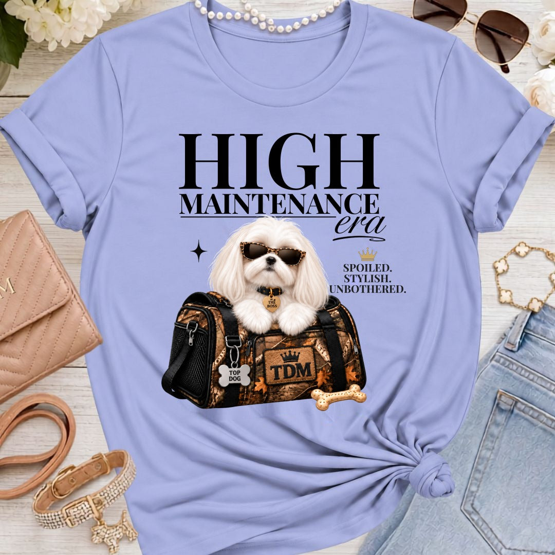 Maltese Long Ears | High Maintenance Camo T-Shirt - Lavender Blue
