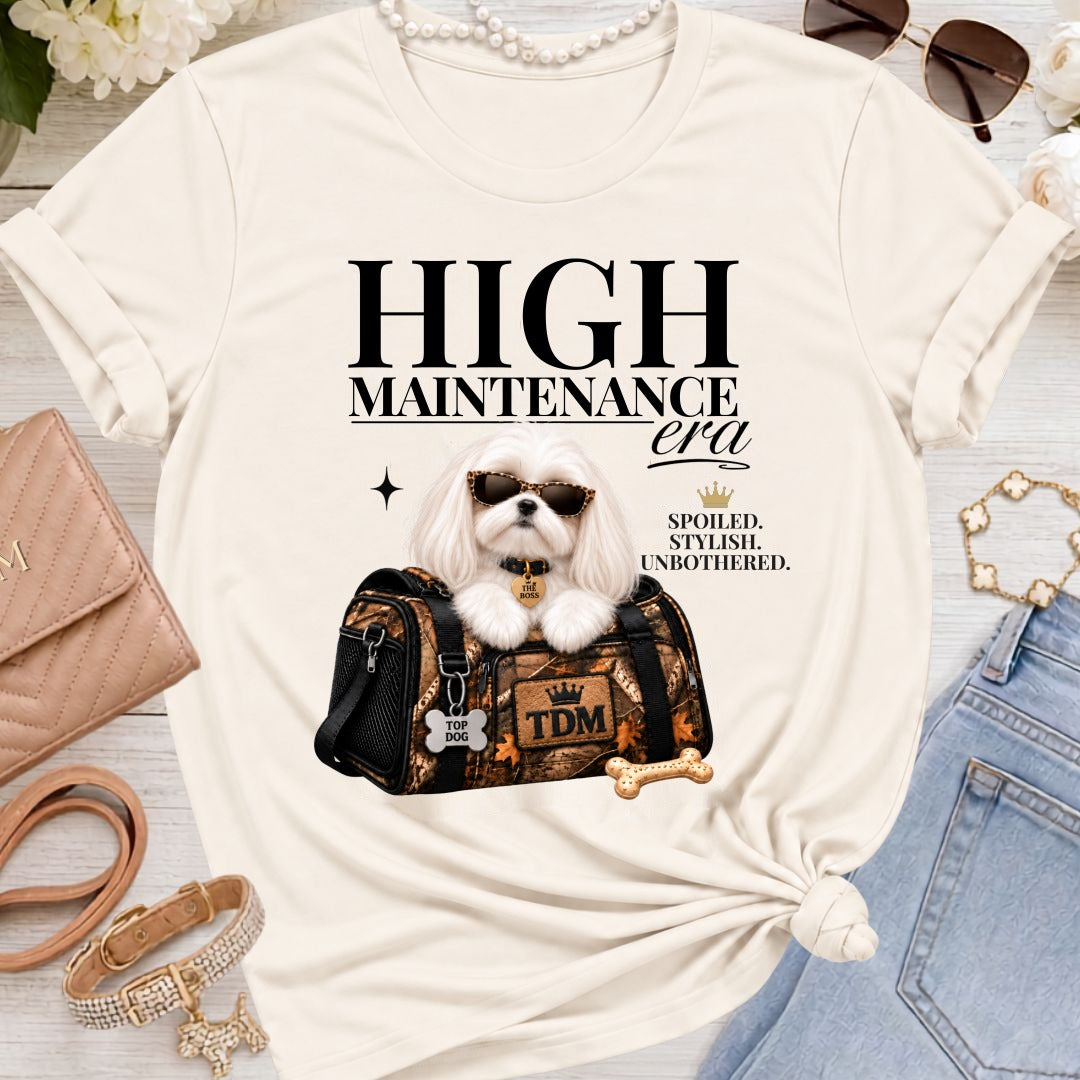 Maltese Long Ears | High Maintenance Camo T-Shirt - Natural
