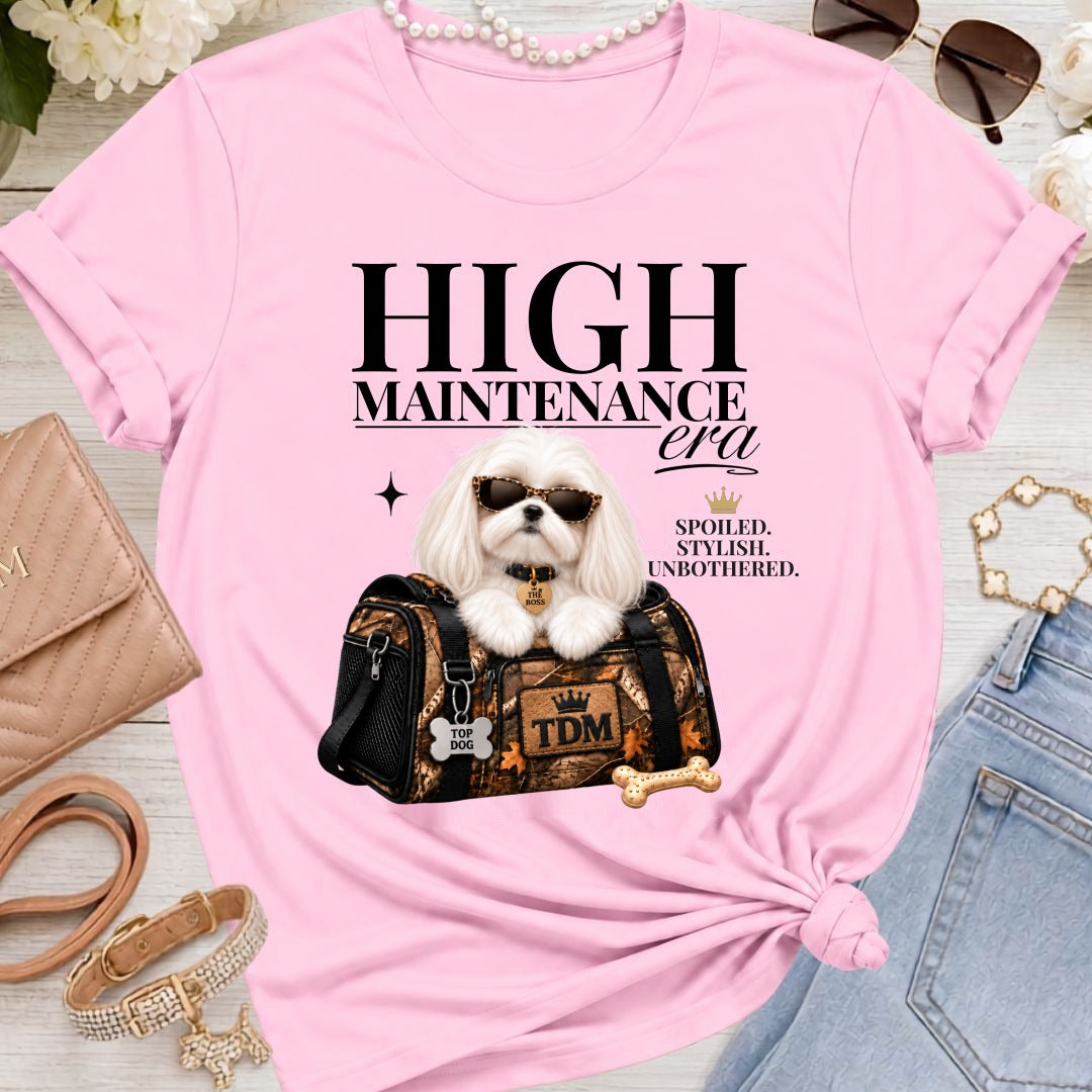 Maltese Long Ears | High Maintenance Camo T-Shirt - Pink