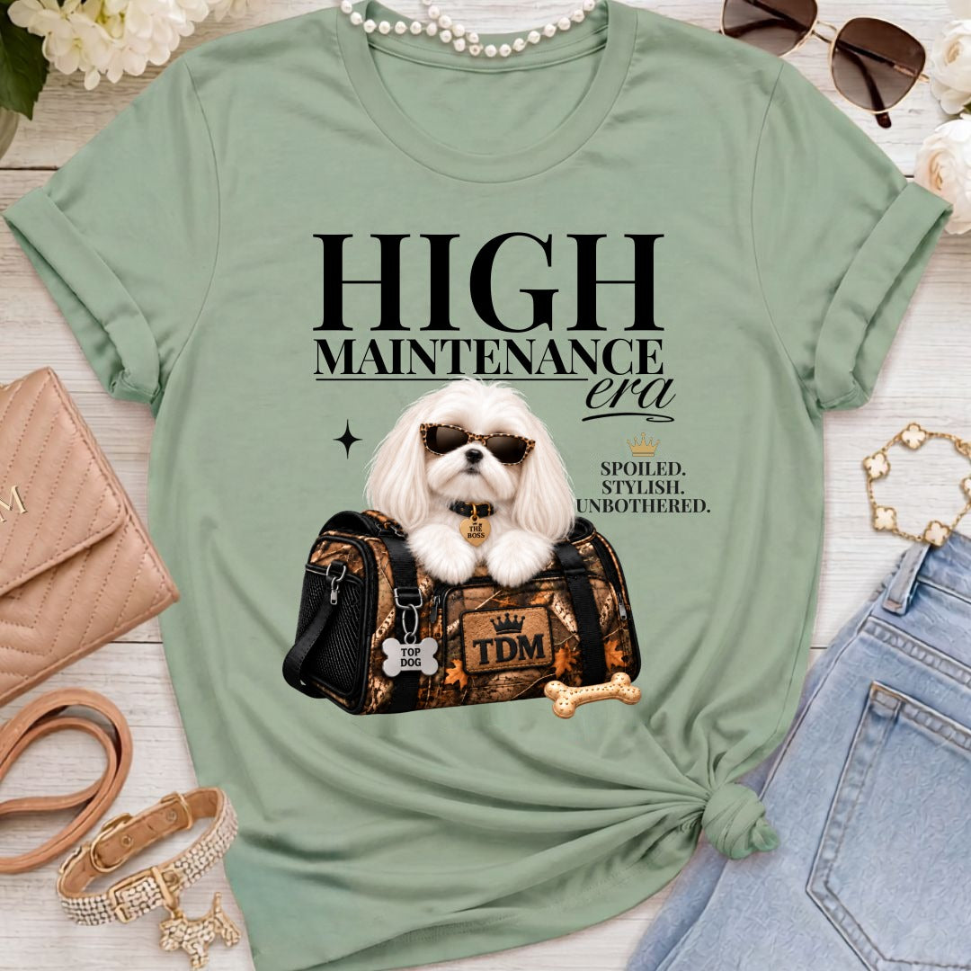 Maltese Long Ears | High Maintenance Camo T-Shirt - Sage
