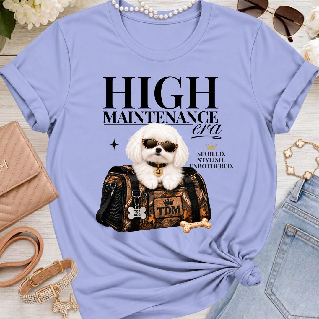 Maltese Mid Length | High Maintenance Camo T-Shirt - Lavender Blue
