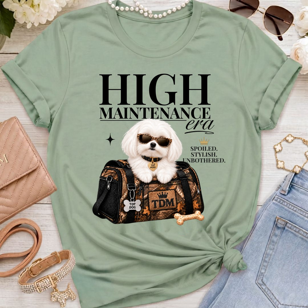 Maltese Mid Length | High Maintenance Camo T-Shirt - Sage