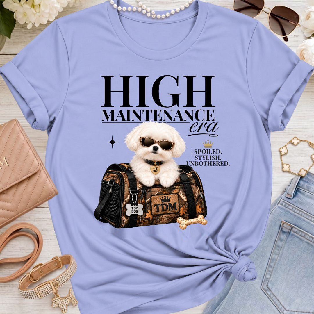 Maltese Short Ears | High Maintenance Camo T-Shirt - Lavender Blue