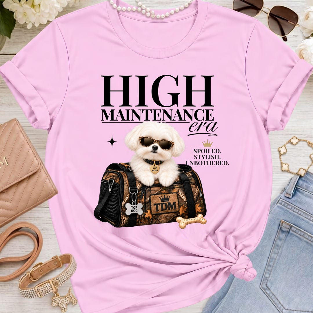Maltese Short Ears | High Maintenance Camo T-Shirt - Lilac