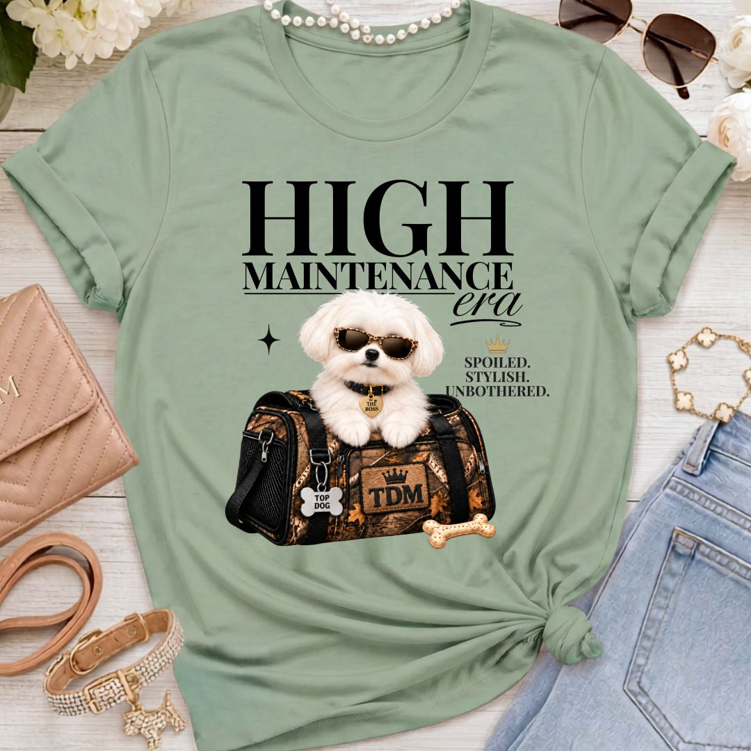 Maltese Short Ears | High Maintenance Camo T-Shirt - Sage