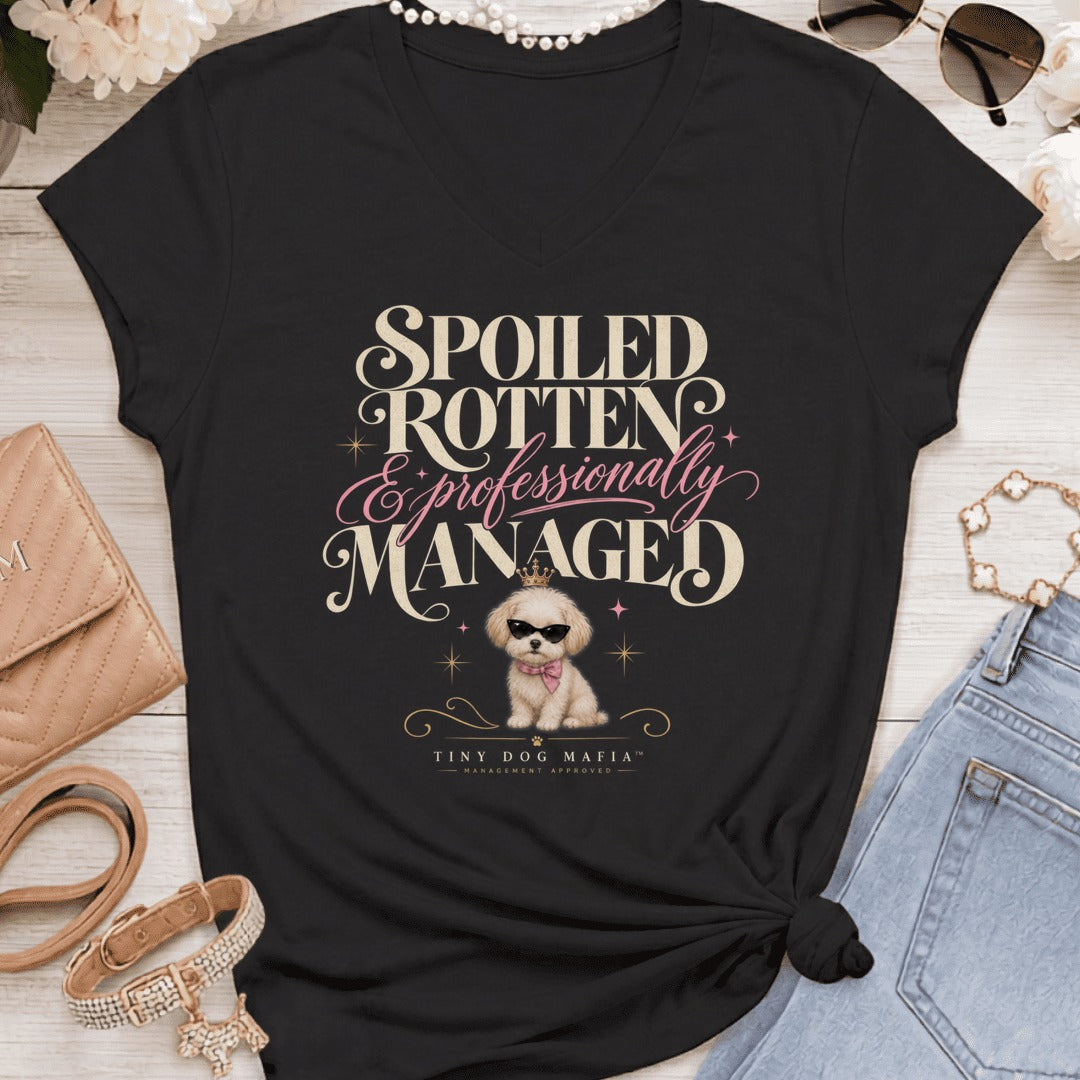 Maltipoo - Spoiled & Managed Vneck - Black