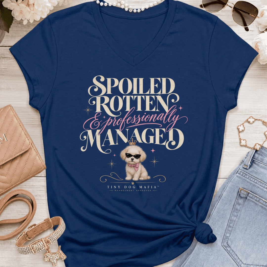 Maltipoo - Spoiled & Managed Vneck - Navy
