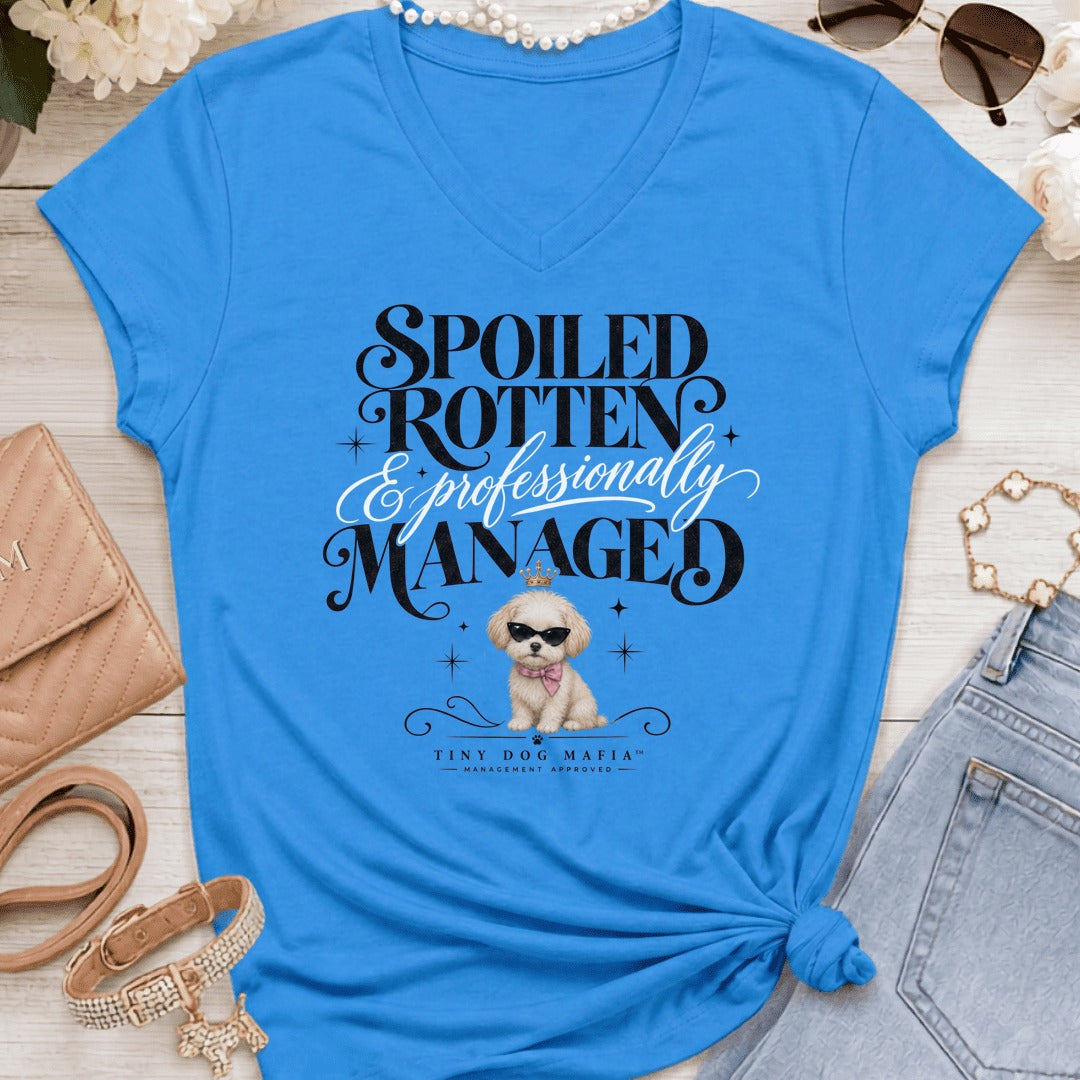 Maltipoo - Spoiled & Managed Vneck - Sapphire