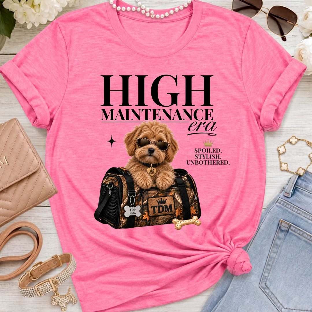 Mini Labradoodle | High Maintenance Camo T-Shirt - Heather Charity Pink