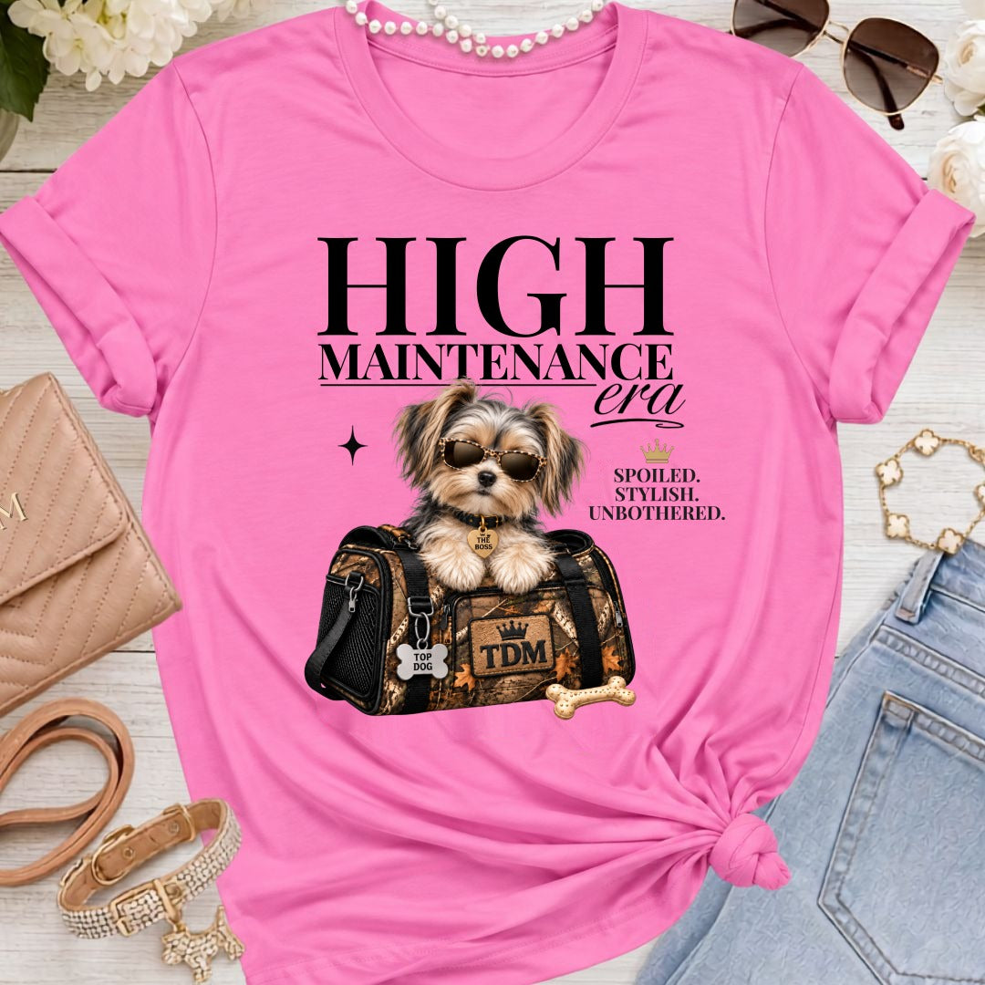 Morkie | High Maintenance Camo T-Shirt - Charity Pink