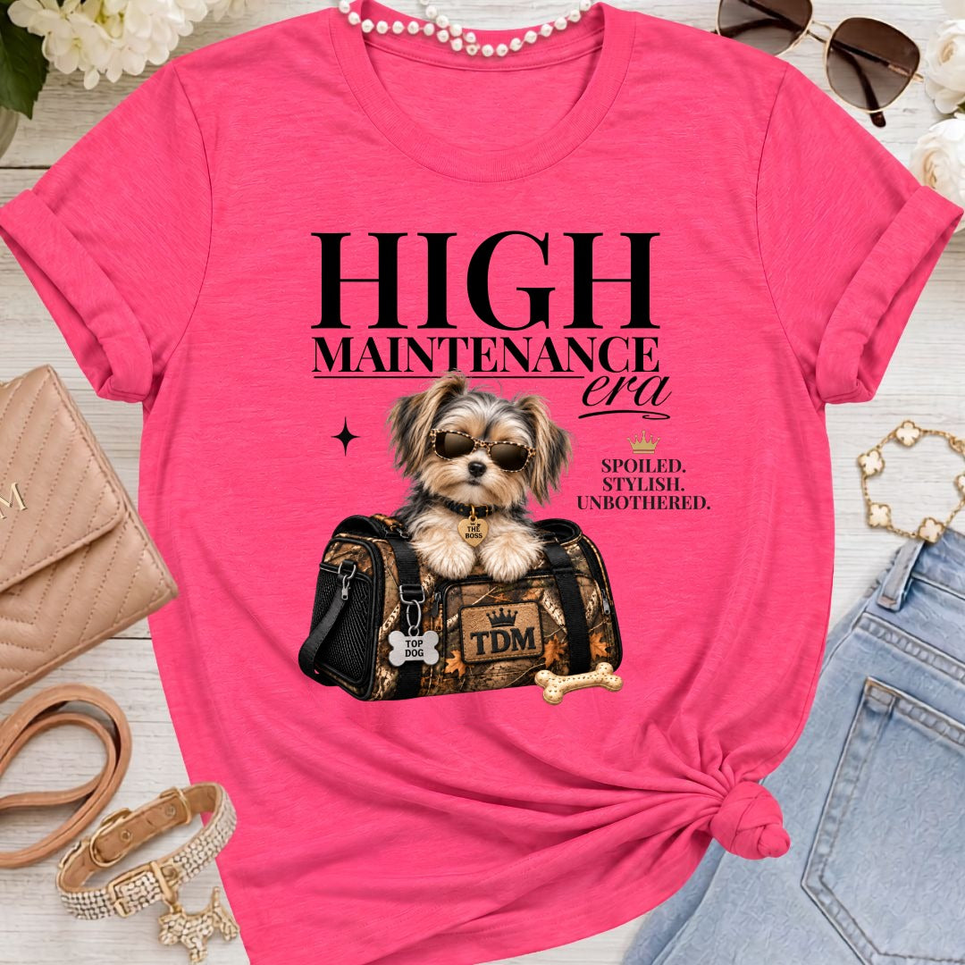 Morkie | High Maintenance Camo T-Shirt - Fuchsia