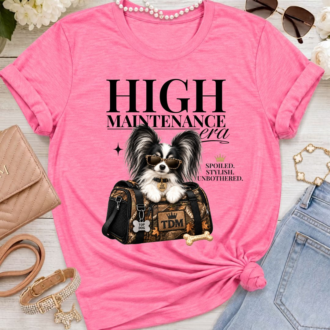 Papillon Black/White | High Maintenance Camo T-Shirt - Heather Charity Pink