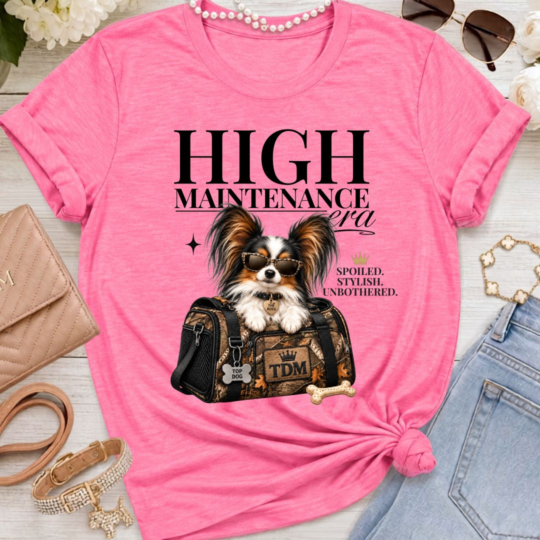 Papillon Red/White | High Maintenance Camo T-Shirt - Heather Charity Pink