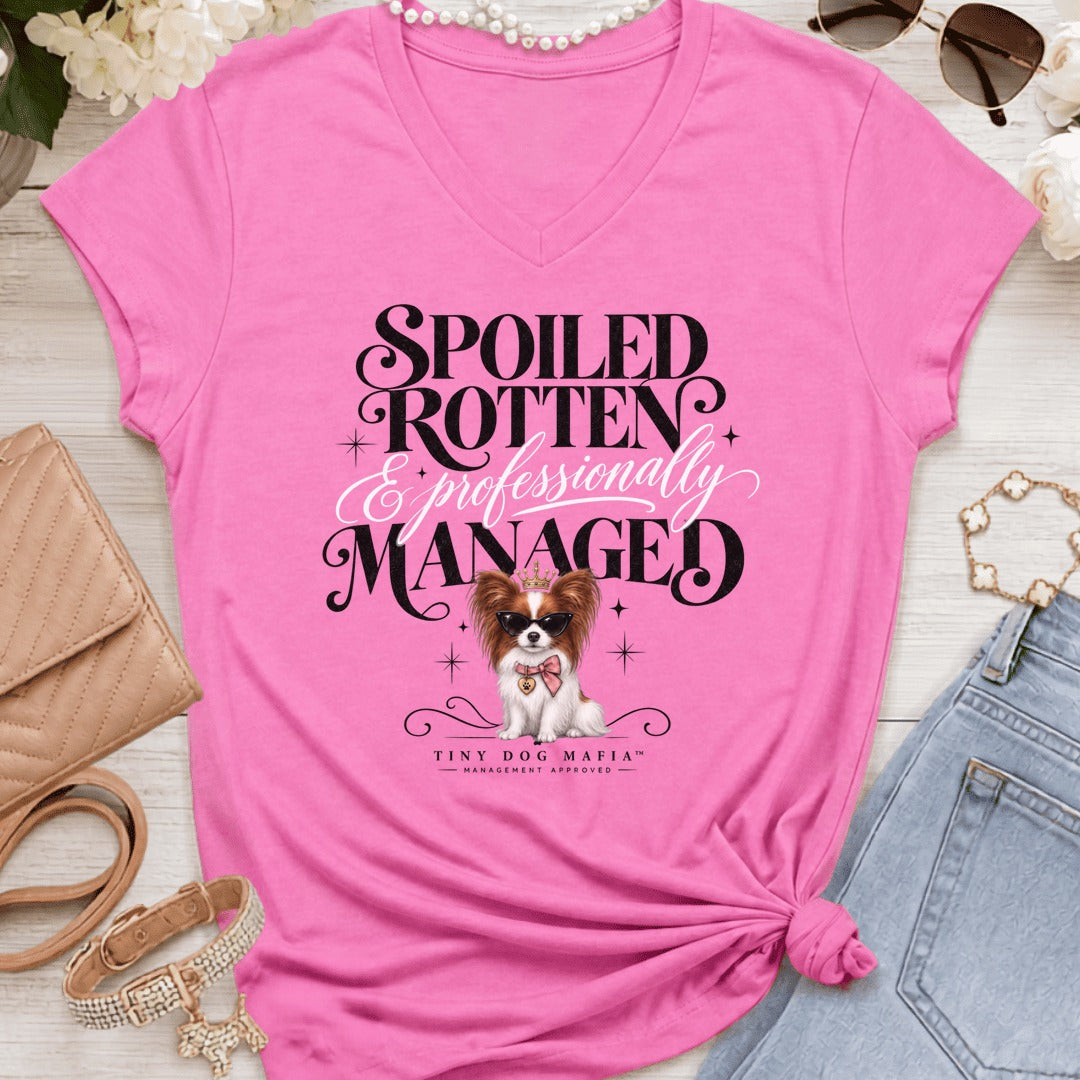 Papillon Red White - Spoiled & Managed Vneck - Azalea