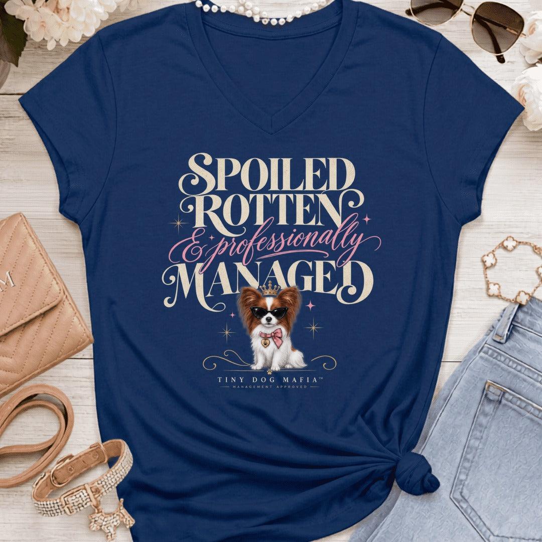 Papillon Red White - Spoiled & Managed Vneck - Navy