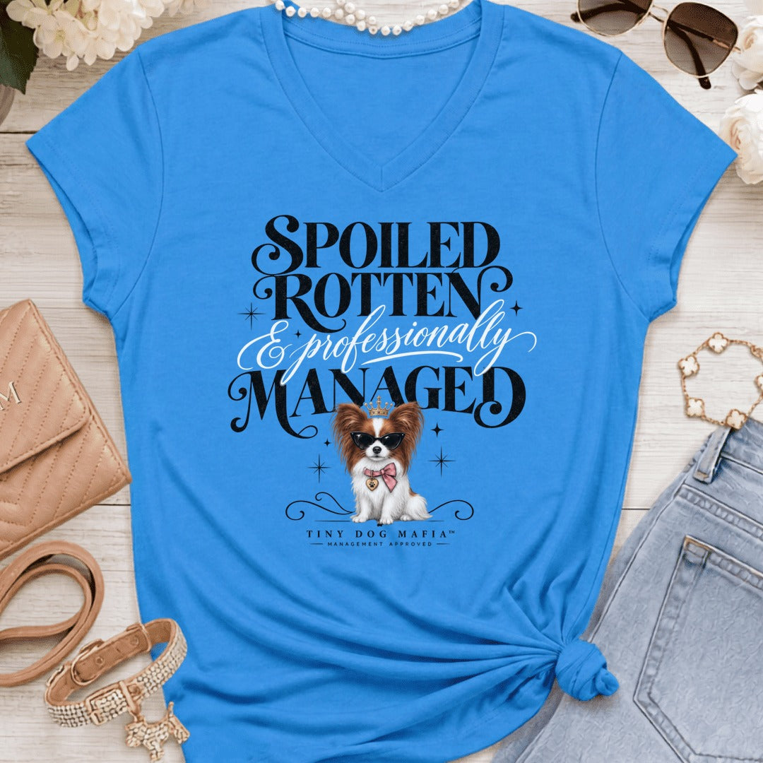 Papillon Red White - Spoiled & Managed Vneck - Sapphire
