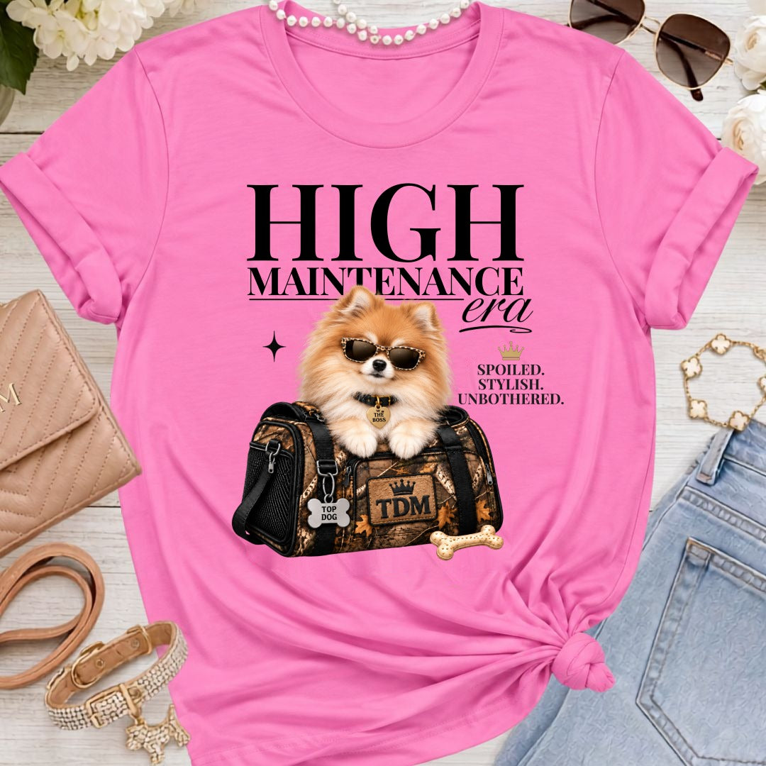 Pomeranian | High Maintenance Camo T-Shirt - Charity Pink