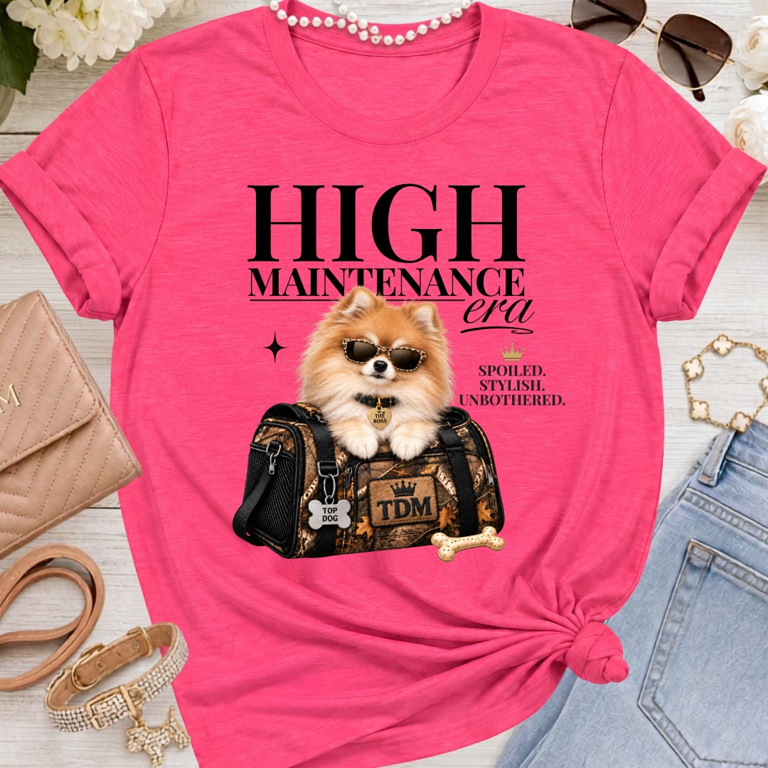 Pomeranian | High Maintenance Camo T-Shirt - Fuchsia