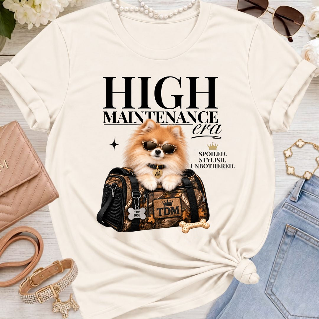 Pomeranian | High Maintenance Camo T-Shirt - Natural