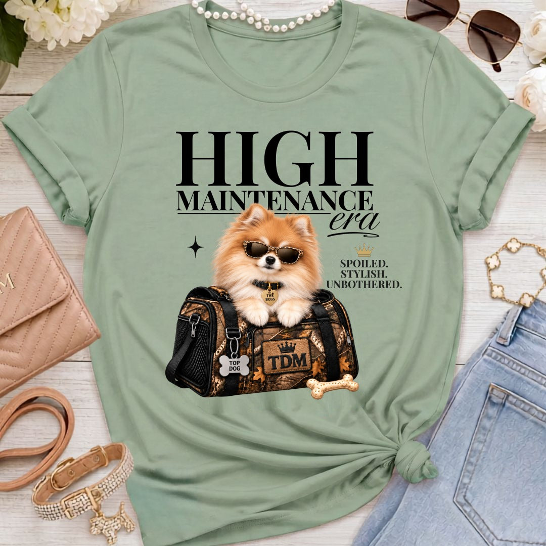 Pomeranian | High Maintenance Camo T-Shirt - Sage