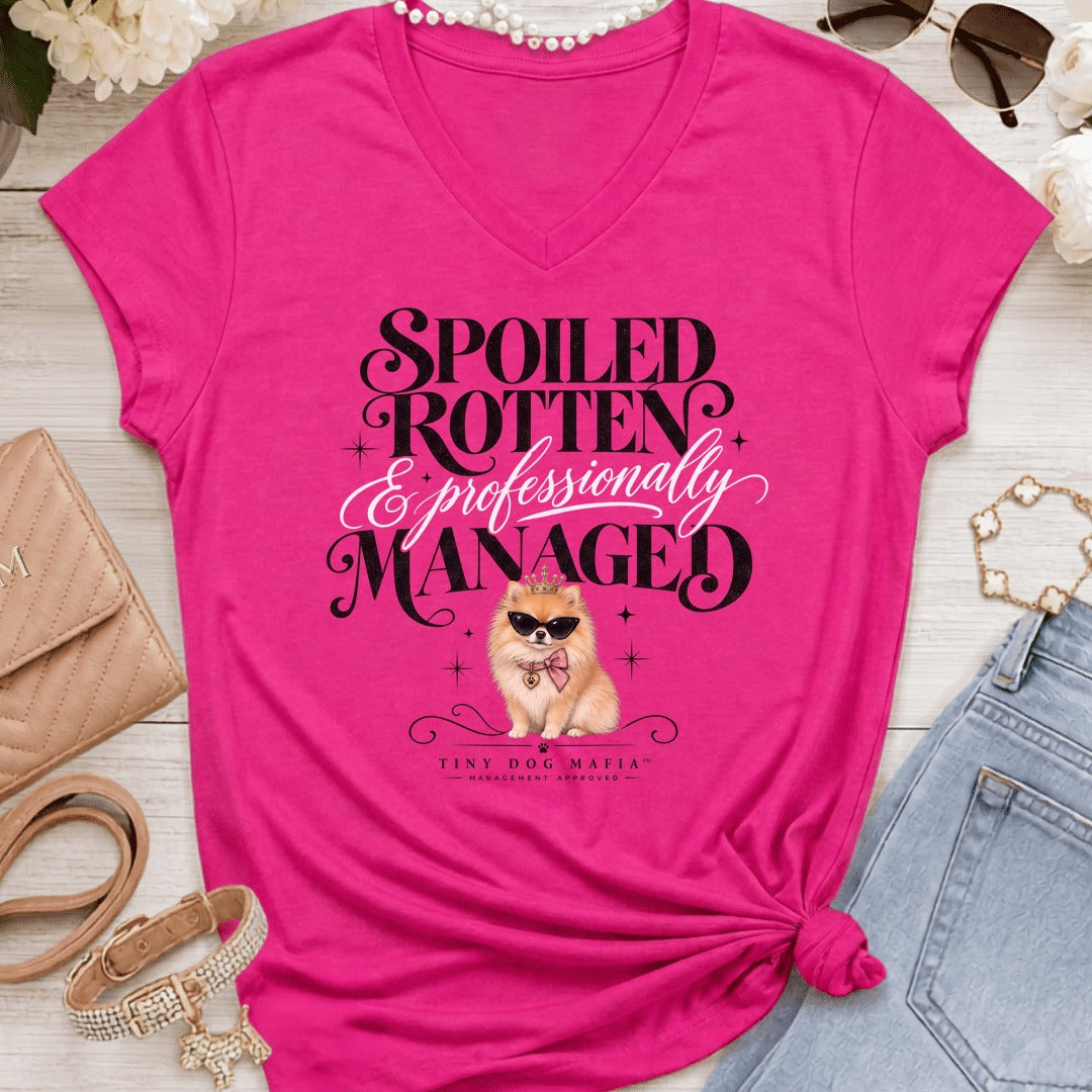 Pomeranian - Spoiled & Managed Vneck - Heliconia