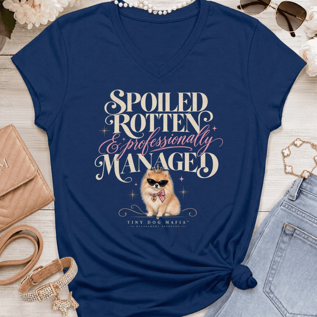 Pomeranian - Spoiled & Managed Vneck - Navy