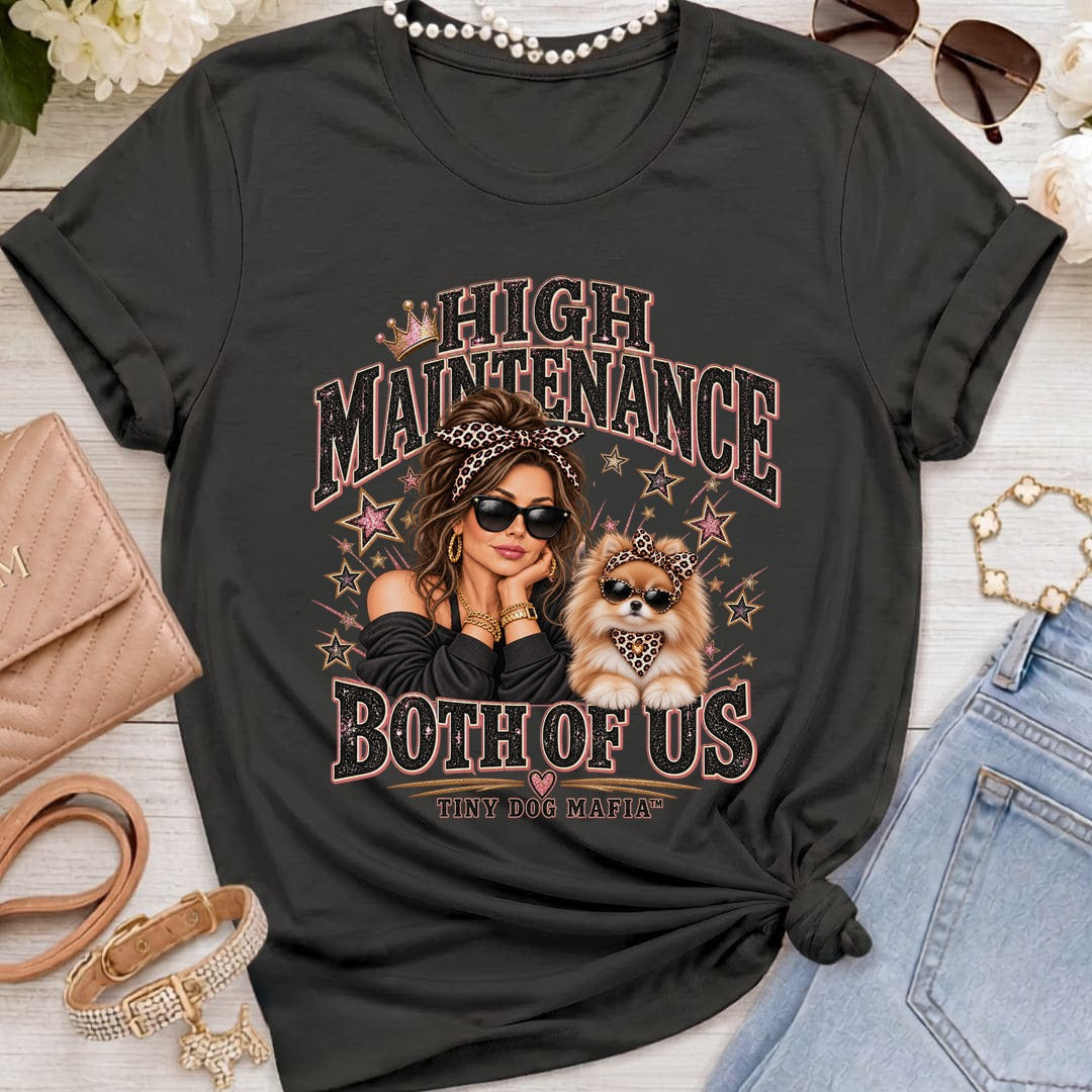 Pomeranian (Bow) - High Maintenance Both of Us - Brunette - Black