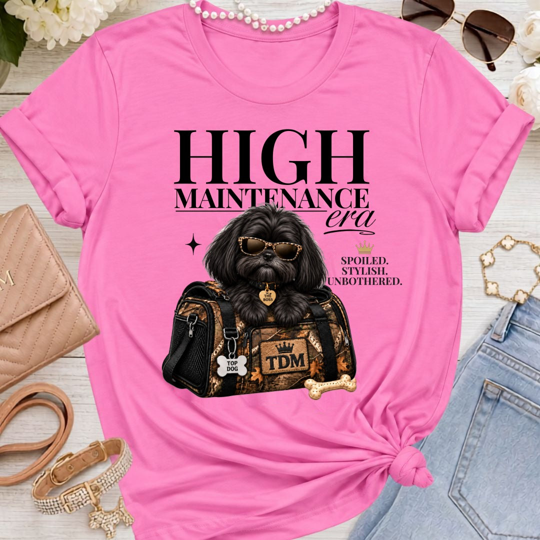 Shih Tzu Black | High Maintenance Camo T-Shirt - Charity Pink