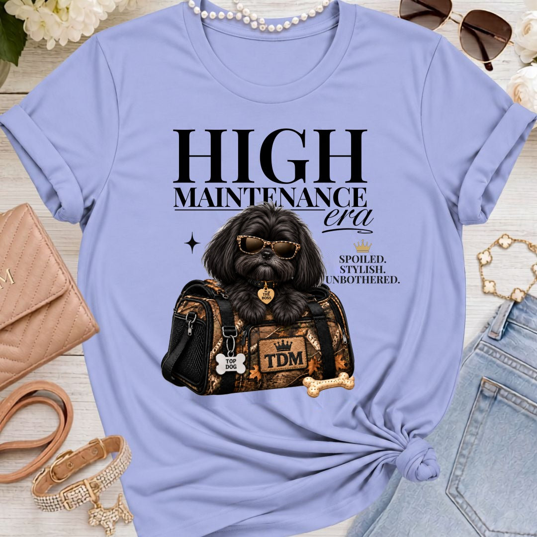 Shih Tzu Black | High Maintenance Camo T-Shirt - Lavender Blue
