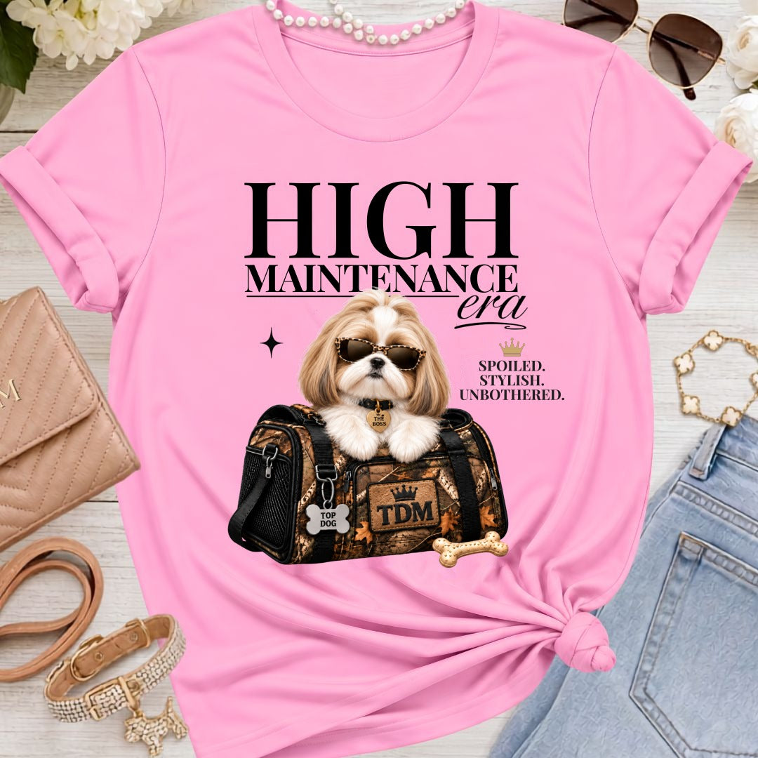 Shih Tzu Golden | High Maintenance Camo T-Shirt - Heather Bubble Gum