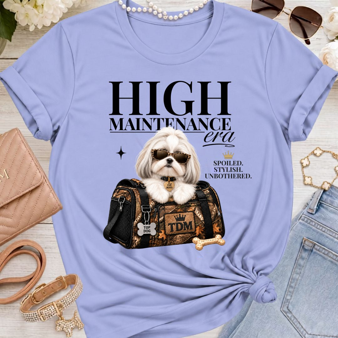 Shih Tzu White | High Maintenance Camo T-Shirt - Lavender Blue